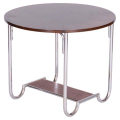 Tavolino Bauhaus restaurato, Oak, acciaio cromato, Repubblica Ceca, anni ’30