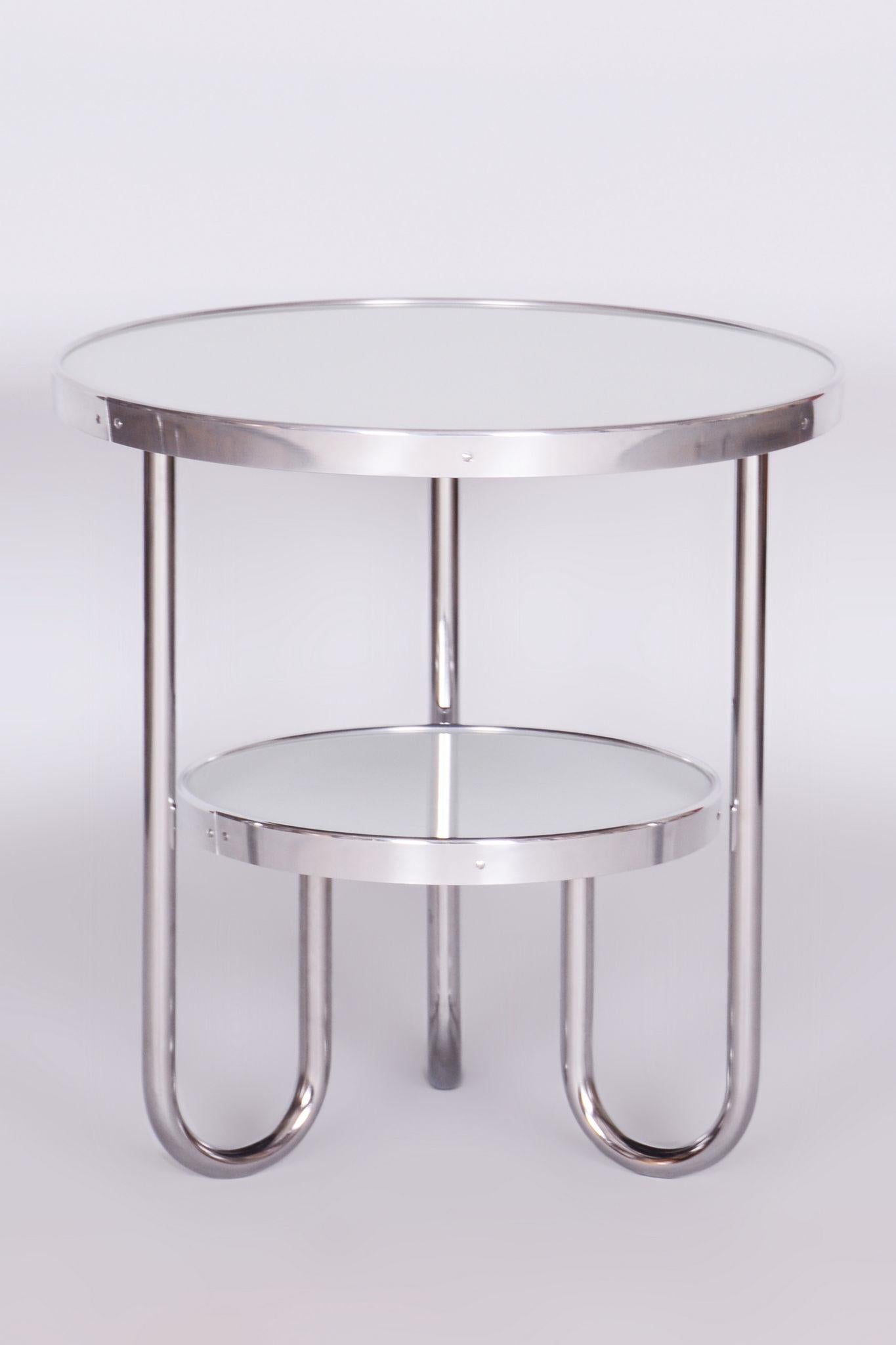 Restored Bauhaus Small White Table, Kovona, Chrome, Czechia, 1930s For Sale 2