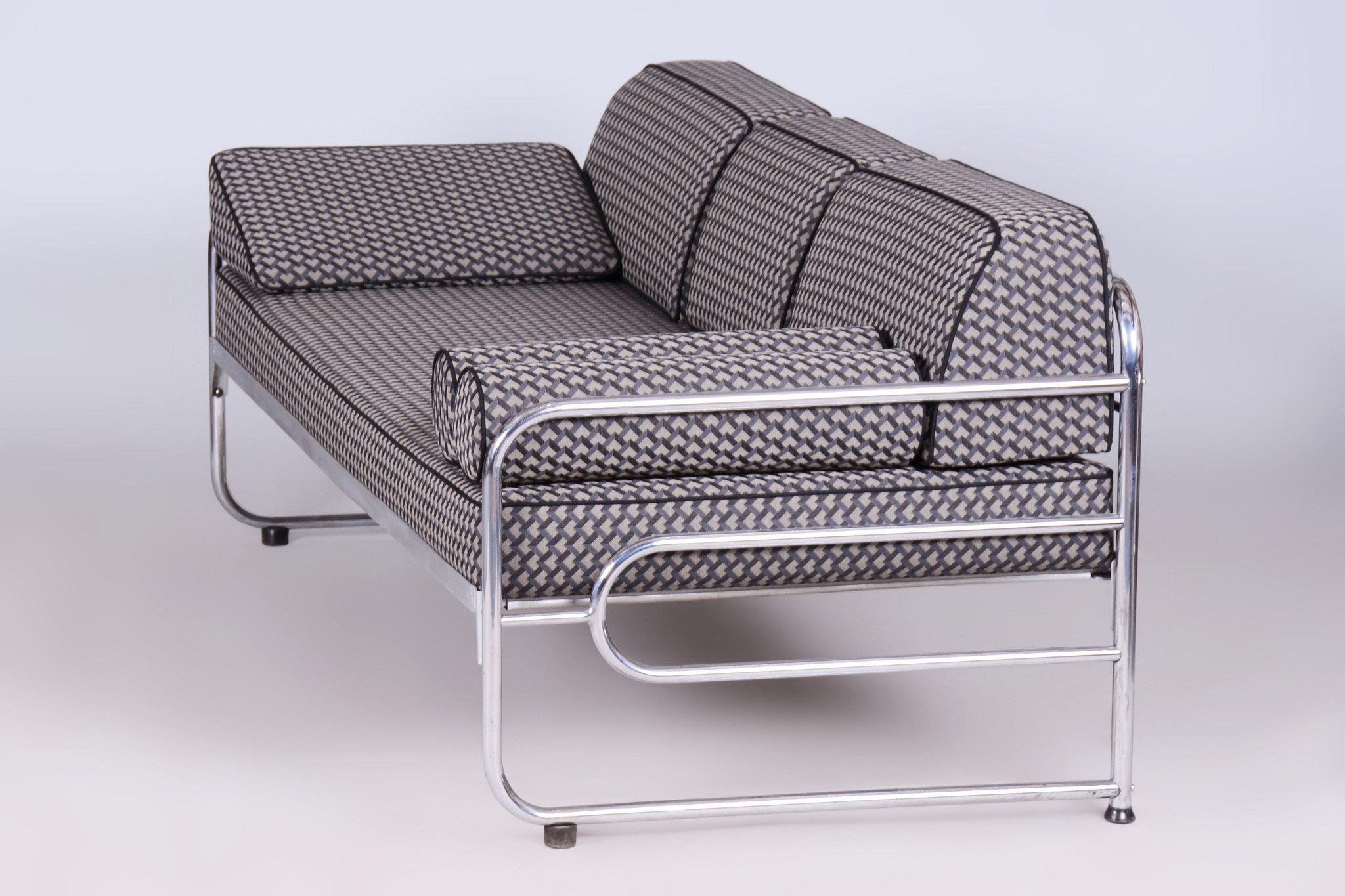 Restauriertes Bauhaus-Sofa, von Mücke-Melder, Chrom, neue Polsterung, Tschechien, 1930er Jahre im Angebot 6