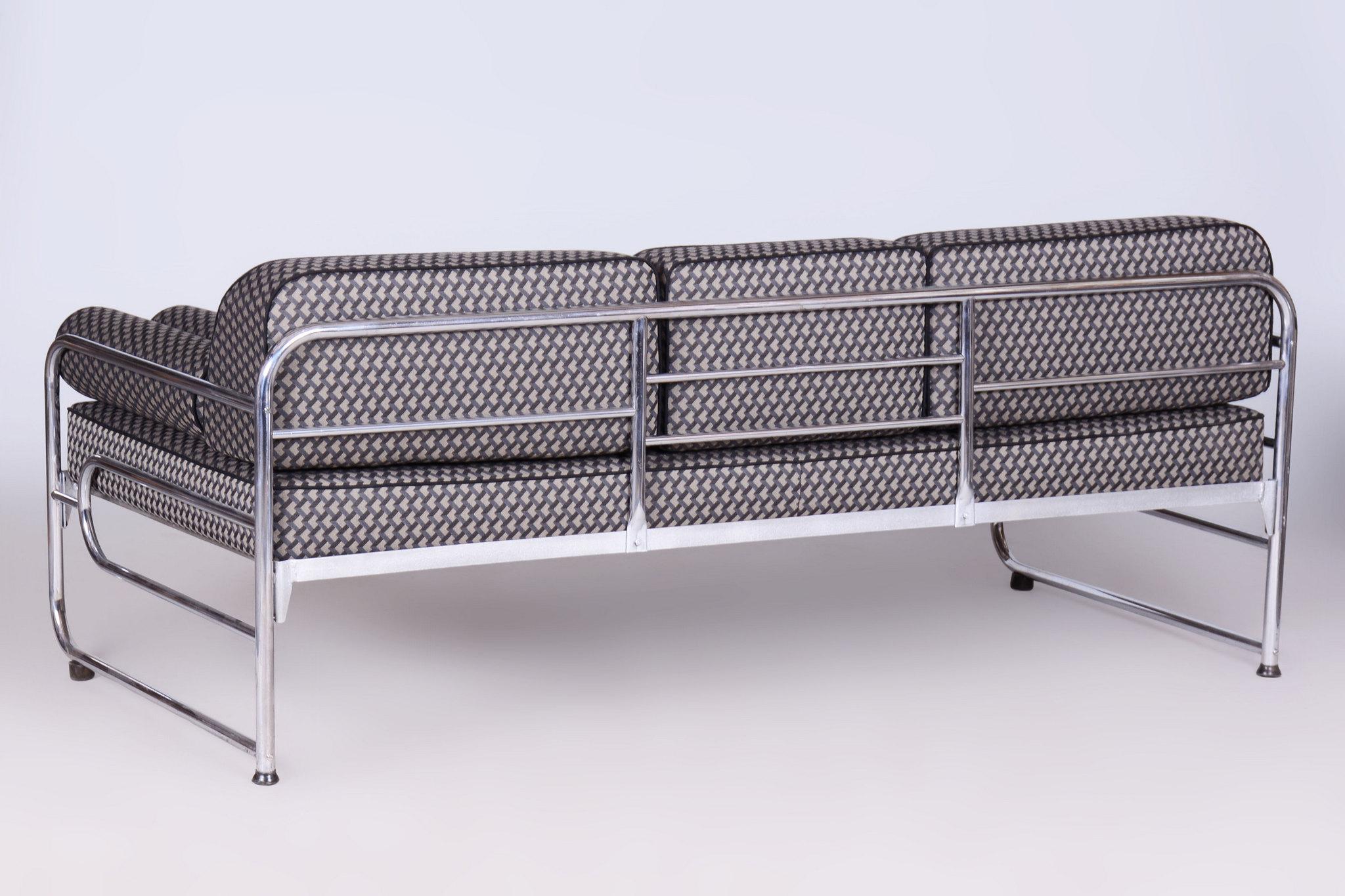 Restauriertes Bauhaus-Sofa, von Mücke-Melder, Chrom, neue Polsterung, Tschechien, 1930er Jahre im Angebot 7