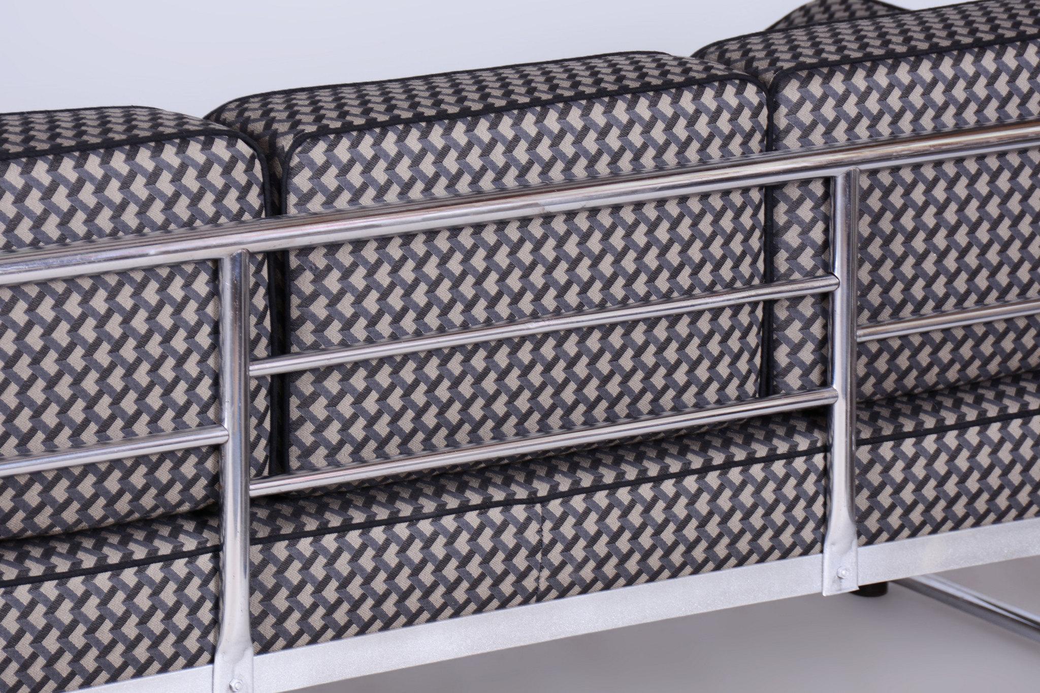 Restauriertes Bauhaus-Sofa, von Mücke-Melder, Chrom, neue Polsterung, Tschechien, 1930er Jahre im Angebot 8