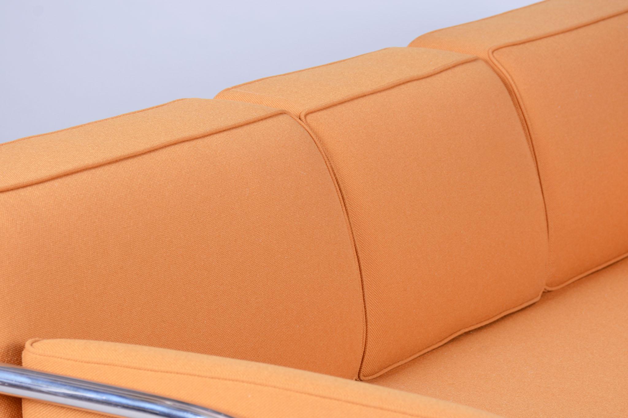 Restored Bauhaus Sofa, by Robert Slezak, Chrome, Quality Fabric, Czech, 1930s For Sale 5
