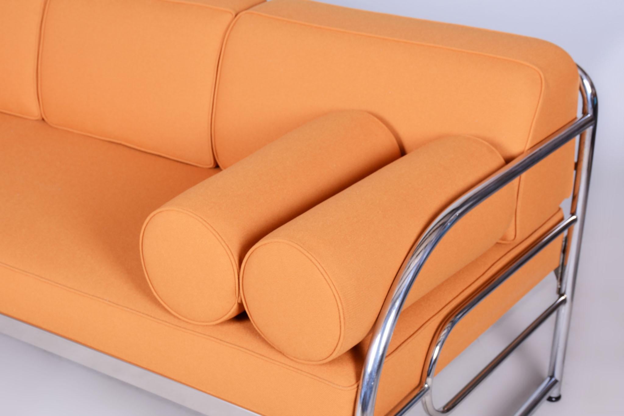 20th Century Restored Bauhaus Sofa, by Robert Slezak, Chrome, Quality Fabric, Czech, 1930s For Sale