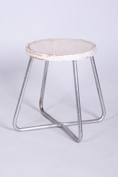 Restored Bauhaus Stool, by Mücke-Melder, Beech, Chrome, Steel, Czech, 1930s