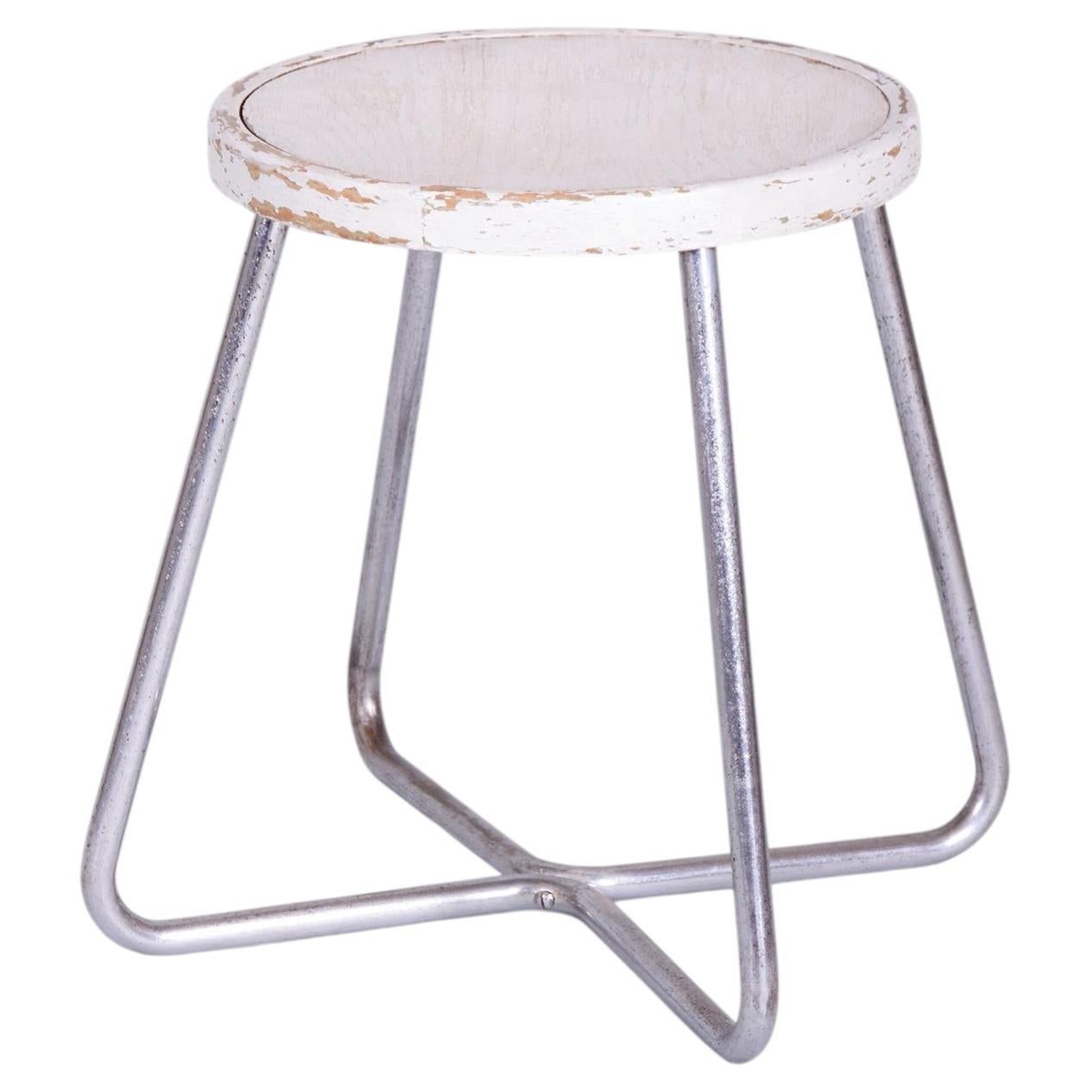 Restaurierter Bauhaus-Hocker, von Mücke & Melder, Beeche, Chrom, Steele, Tschechien, 1930er Jahre im Angebot