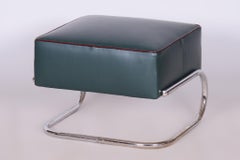 Restored Bauhaus Stool, by Robert Slezák, Chrome, Leather, Czech, 1930s