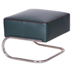 Restored Bauhaus Stool, by Robert Slezák, Chrome, Leather, Czech, 1930s