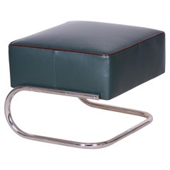 Restored Bauhaus Stool, by Robert Slezák, Chrome, Leather, Czech, 1930s