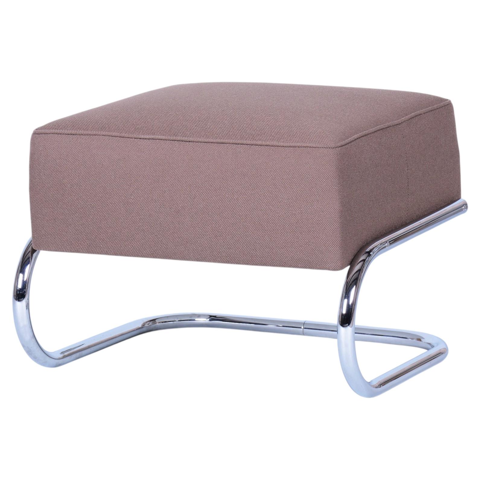 Restored Bauhaus Stool, by Robert Slezák, Chrome, Steel, Czech, 1930s
