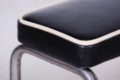 Taburete Bauhaus restaurado, cuero italiano de alta calidad, cromado, Chequia, años 30