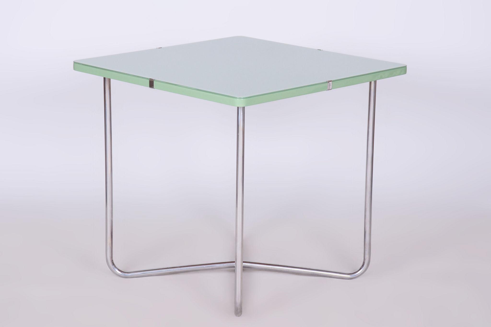 Restored Bauhaus Table, by Hynek Gottwald, Chrome-Plated Steel, Czech, 1930s For Sale 6