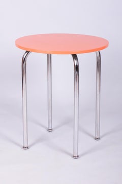 Table Bauhaus restaurée par Hynek Gottwald, acier chromé, tchèque, années 1930
