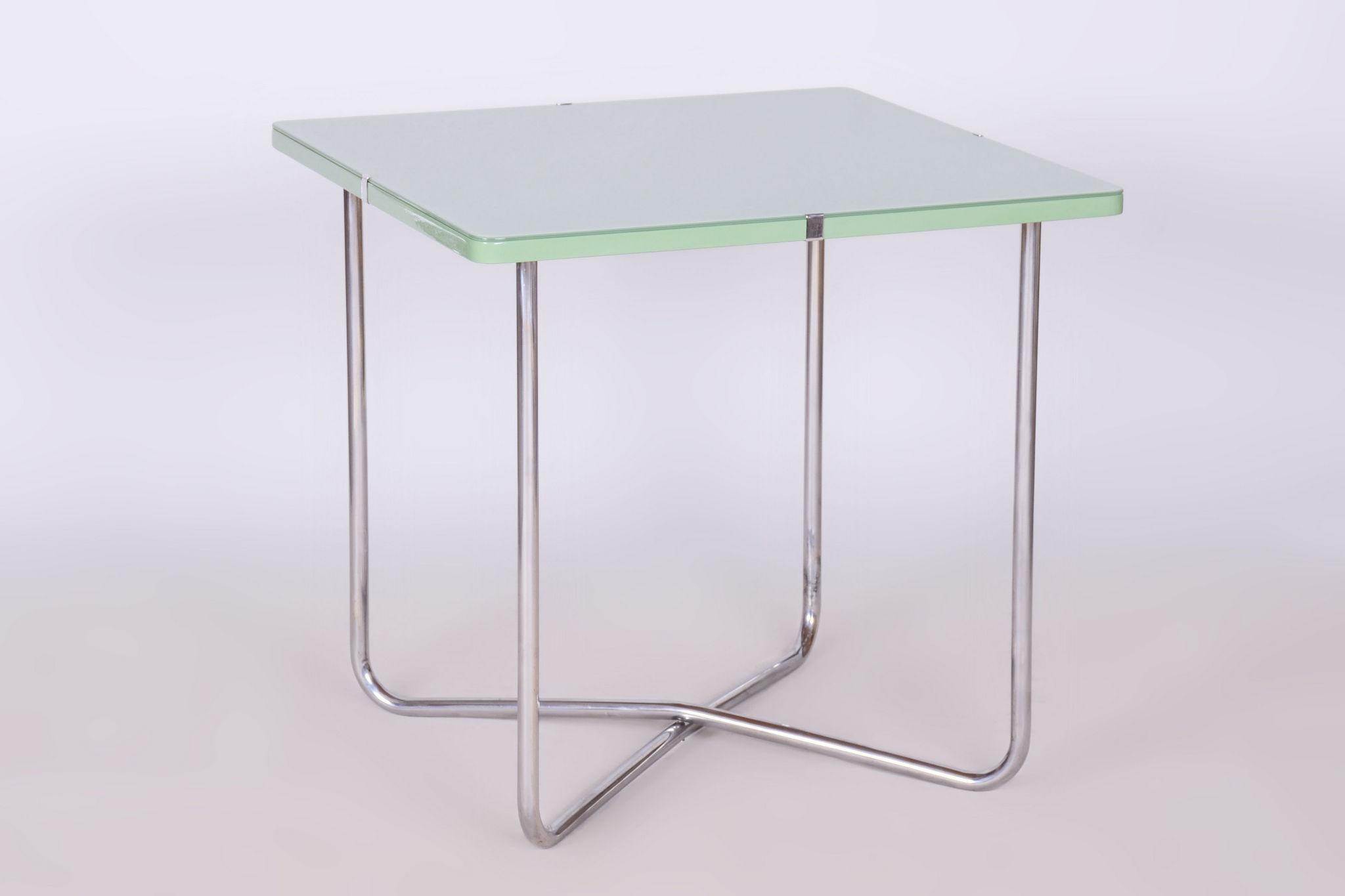 20th Century Restored Bauhaus Table, by Hynek Gottwald, Chrome-Plated Steel, Czech, 1930s For Sale