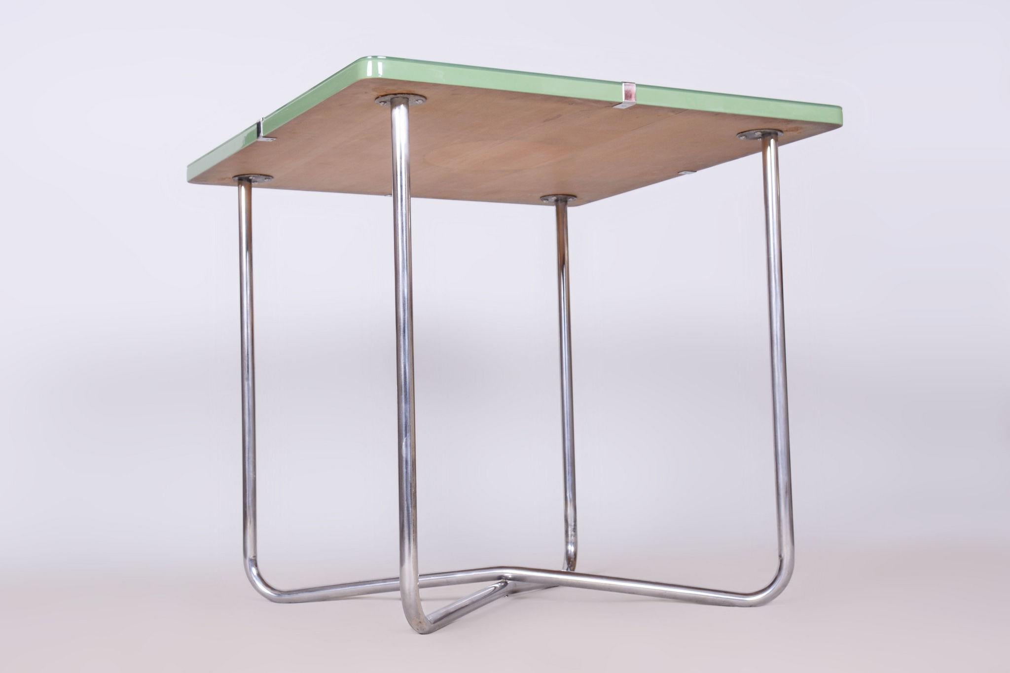 Restored Bauhaus Table, by Hynek Gottwald, Chrome-Plated Steel, Czech, 1930s For Sale 4