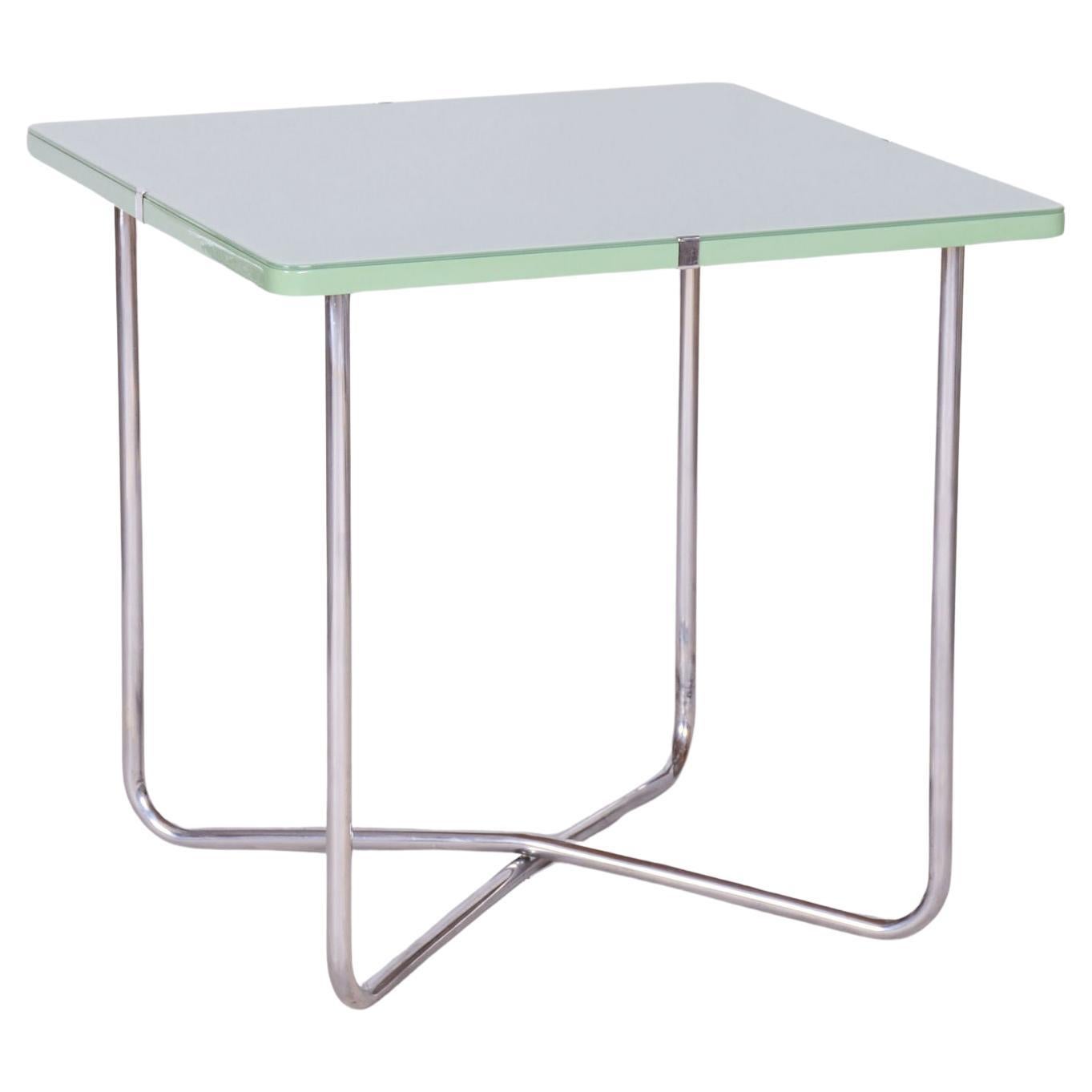 Restored Bauhaus Table, by Hynek Gottwald, Chrome-Plated Steel, Czech, 1930s For Sale