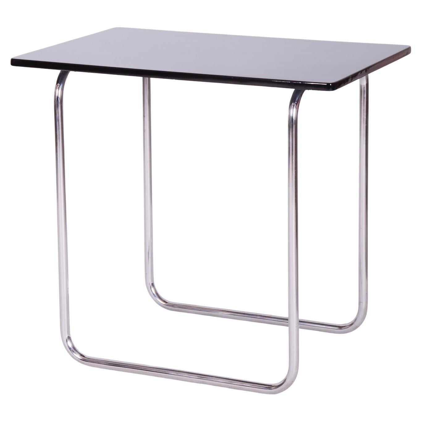 Restaurierter Bauhaus-Tisch, von Hynek Gottwald, verchromter Stahl, Tschechisch, 1930er Jahre