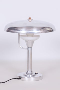 Restored Bauhaus Table Lamp, by Franta Anýž, Nickle-Plated Steel, Czech, 1920s