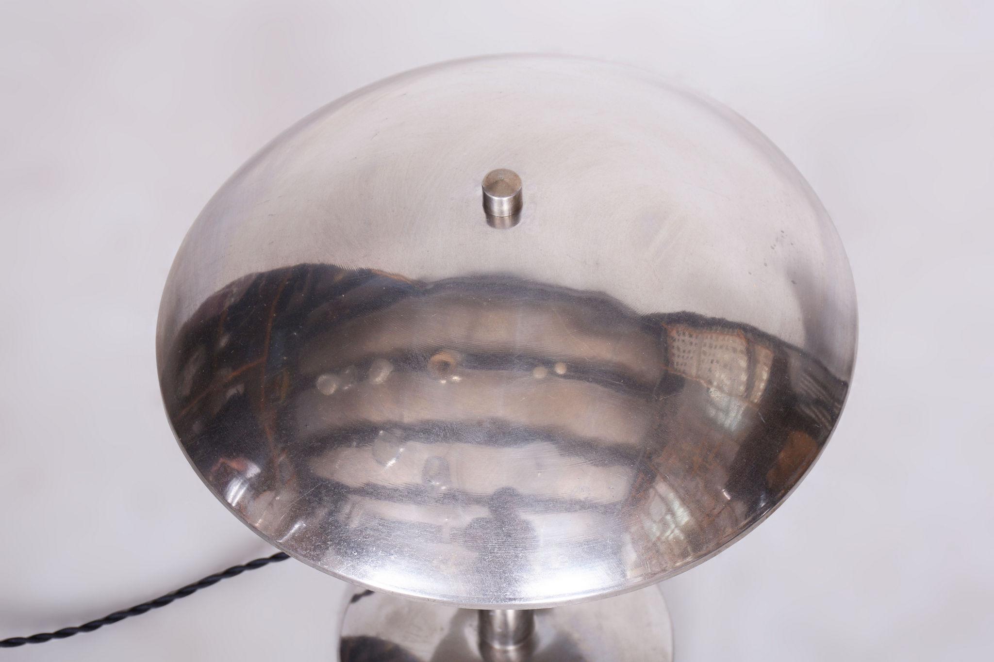 Mid-20th Century Restored Bauhaus Table Lamp, by NAPAKO, Chrome-Plated Steel, Czech, 1930s For Sale