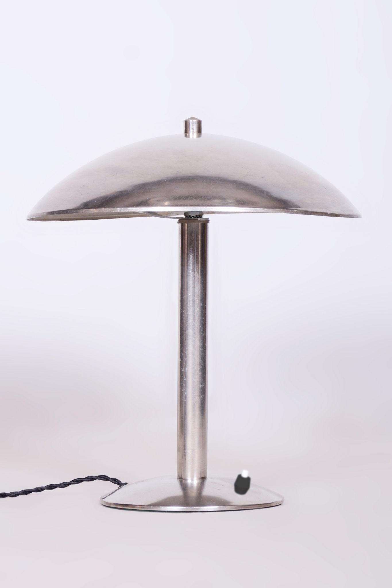 Restored Bauhaus Table Lamp, by NAPAKO, Chrome-Plated Steel, Czech, 1930s For Sale 1
