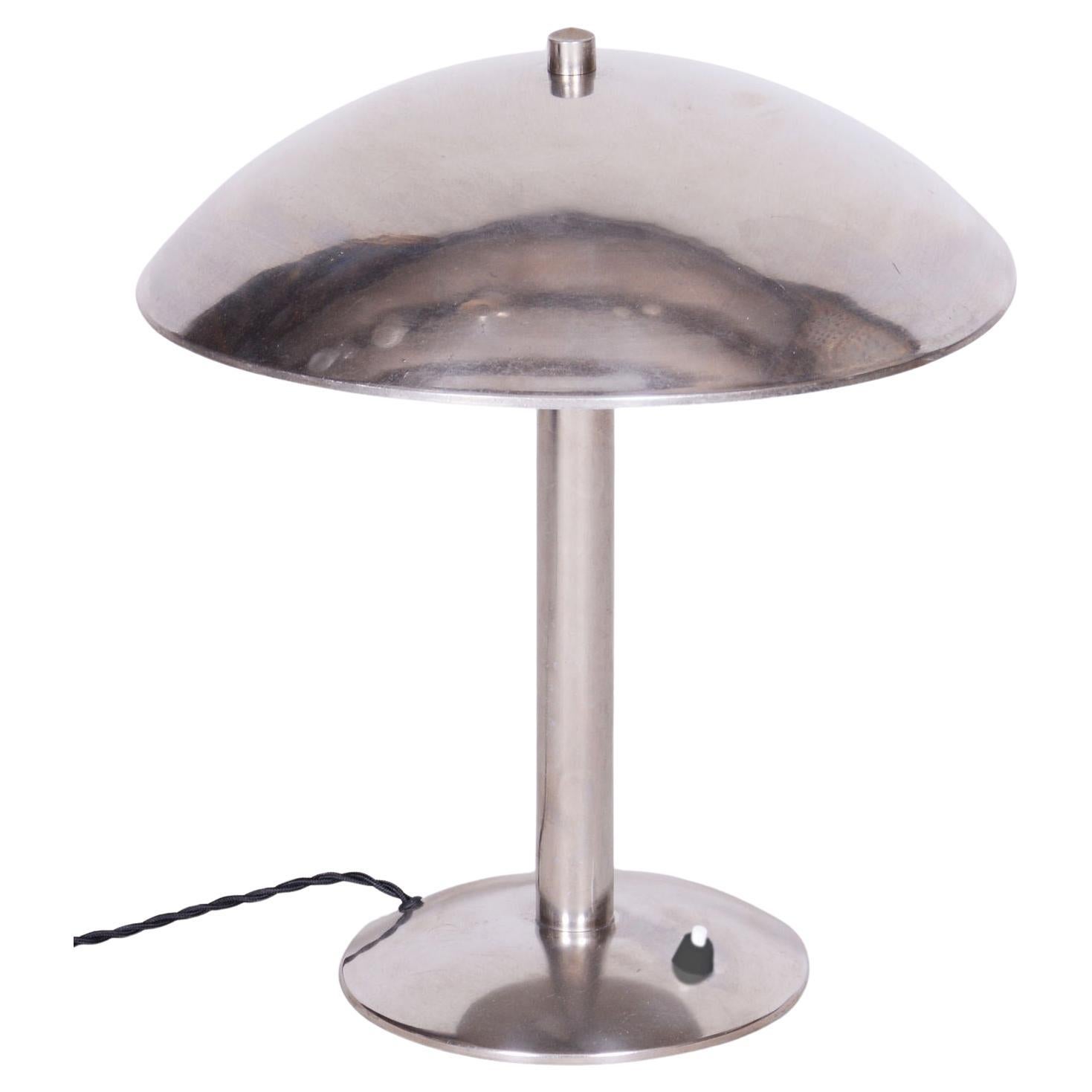 Restored Bauhaus Table Lamp, by NAPAKO, Chrome-Plated Steel, Czech, 1930s For Sale