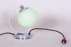 Restored Bauhaus Table Lamp, Chrome, Aluminium, Opaline Glass, Czech, 1930s