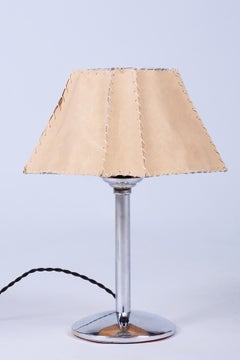 Restored Bauhaus Table Lamp, Chrome-Plated Steel, Parchment, Czech, 1930s