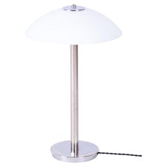 Restored Bauhaus Table Lamp, Chrome, Steel, Opaline Glass, Czech, 1930s Restored Bauhaus Table Lamp, Chrome, Steel, Opaline Glass, Czech, 1930s