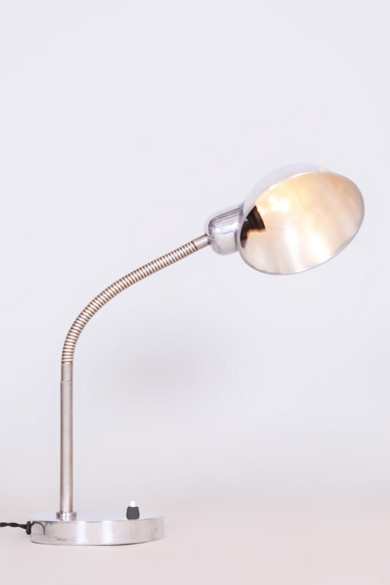 Mid-20th Century Restored Bauhaus Table Lamp, New Electrification, Chrome, Czech, 1930s For Sale