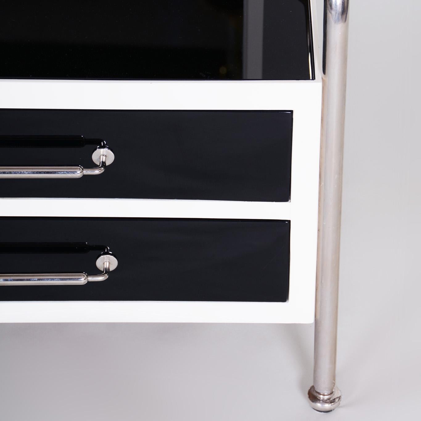 Toilette Bauhaus restaurée avec miroir, chrome, bois laqué, tchèque, années 1930 en vente 5