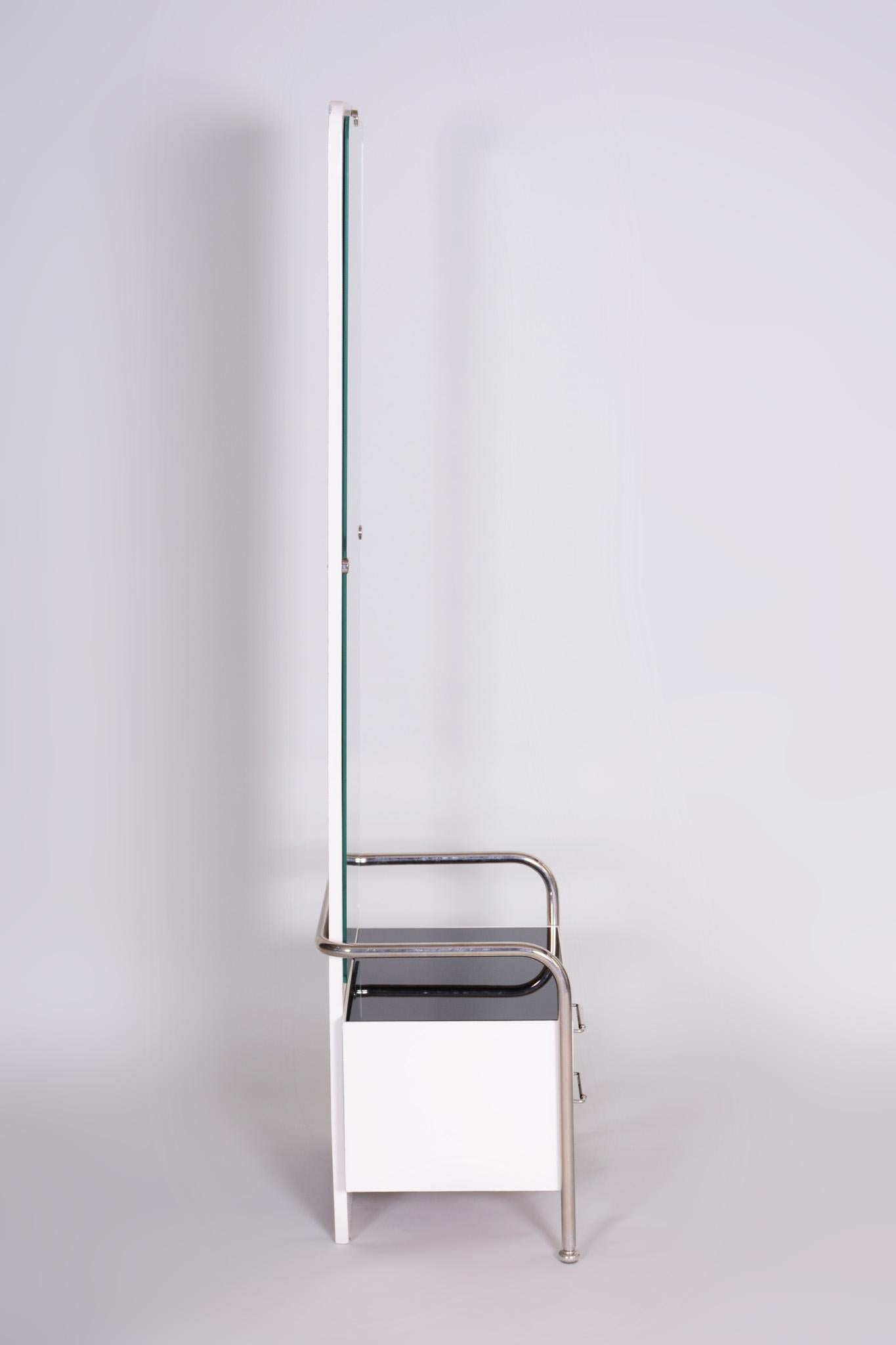 Toilette Bauhaus restaurée avec miroir, chrome, bois laqué, tchèque, années 1930 en vente 12