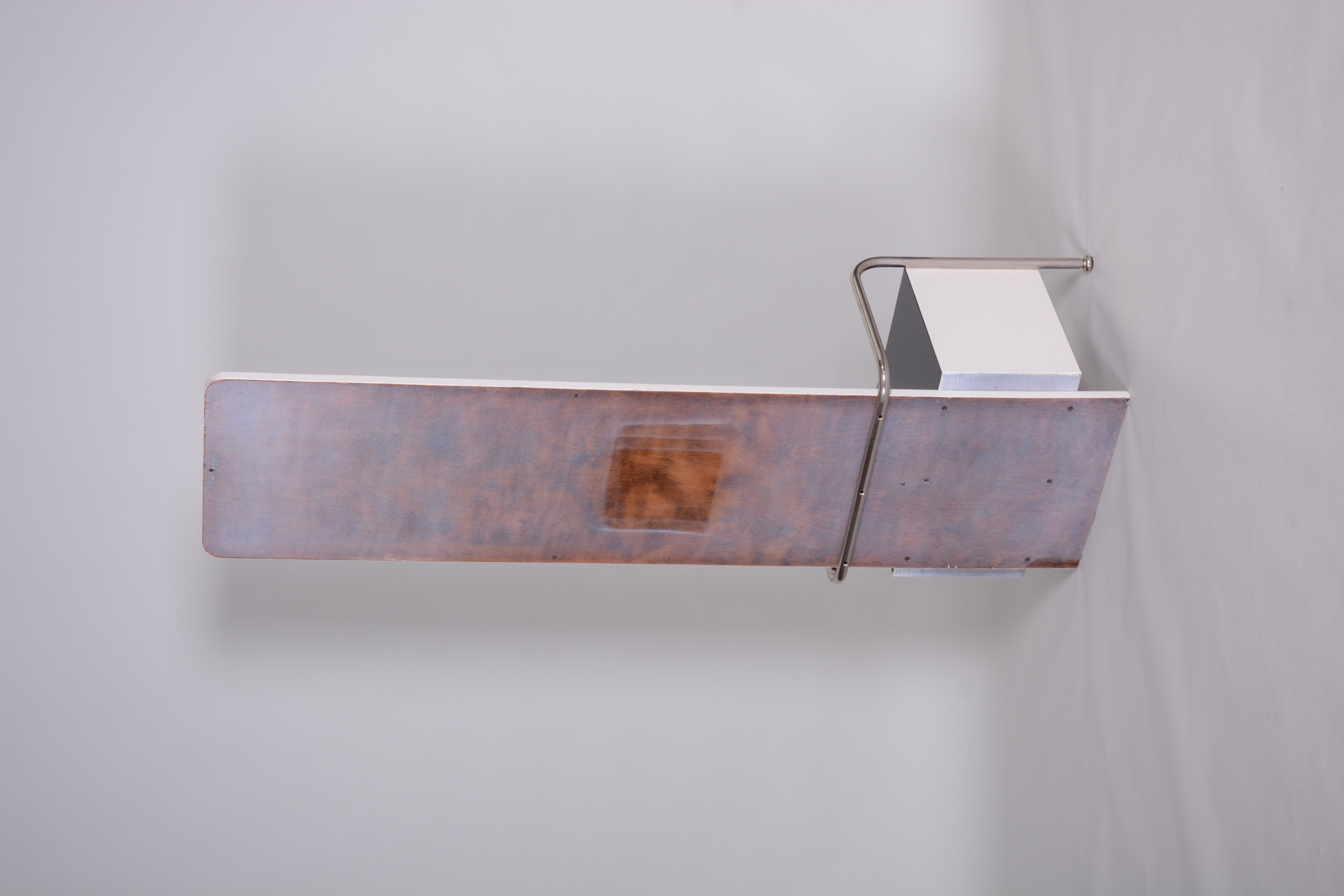 Toilette Bauhaus restaurée avec miroir, chrome, bois laqué, tchèque, années 1930 en vente 13