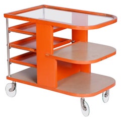 Antique Restored Bauhaus Trolley by Mücke - Melder, Beech, Chrome, Czechia, 1920s