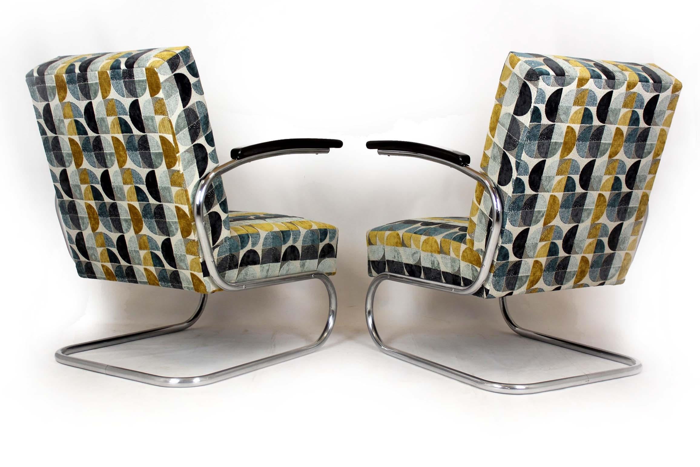 Restored Bauhaus Tubular Armchairs by W. H. Gispen for Mücke Melder, 1930s en venta 8