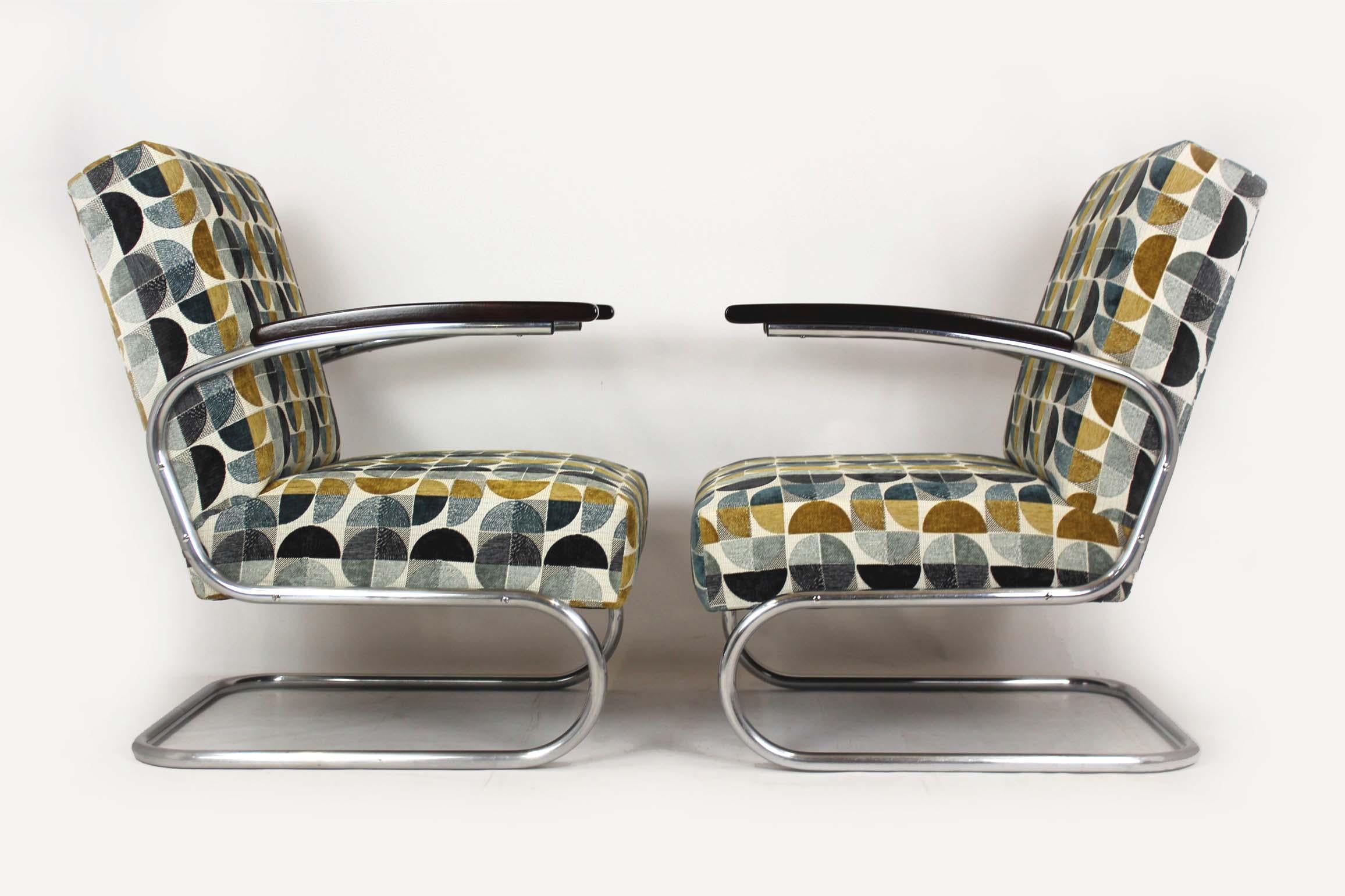 Restored Bauhaus Tubular Armchairs by W. H. Gispen for Mücke Melder, 1930s en Bueno estado para la venta en Żory, PL
