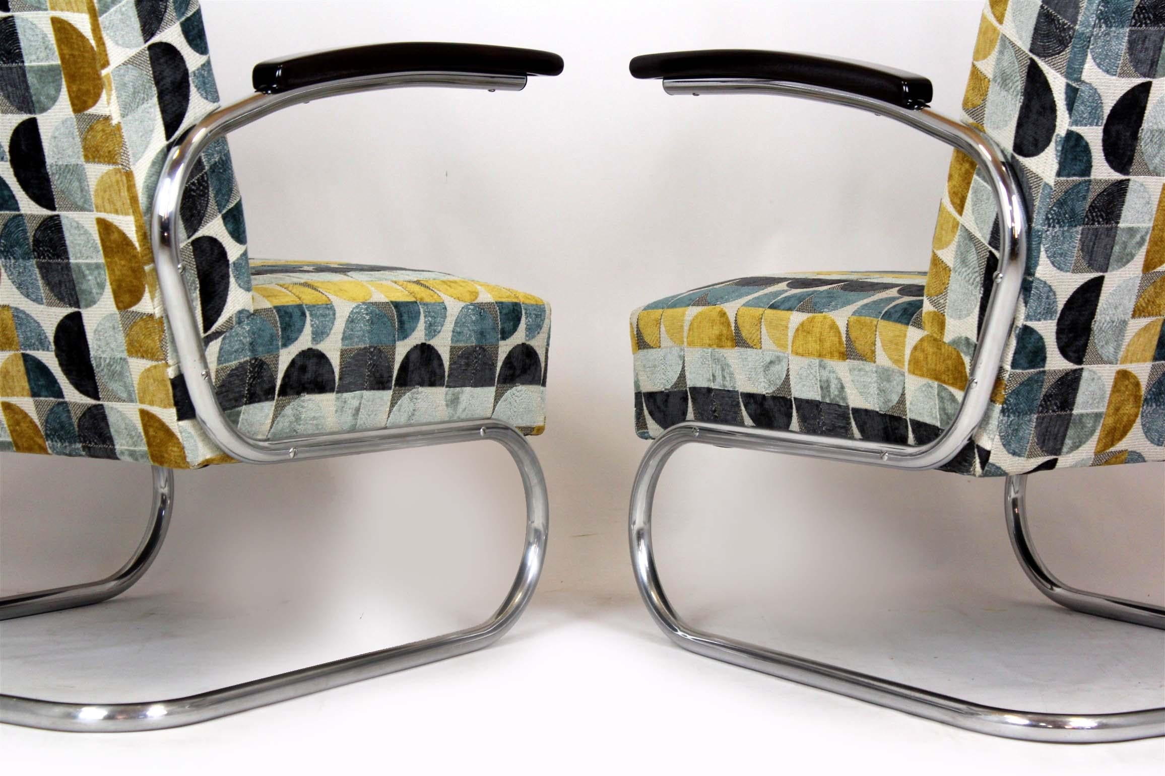 Restored Bauhaus Tubular Armchairs by W. H. Gispen for Mücke Melder, 1930s en venta 4