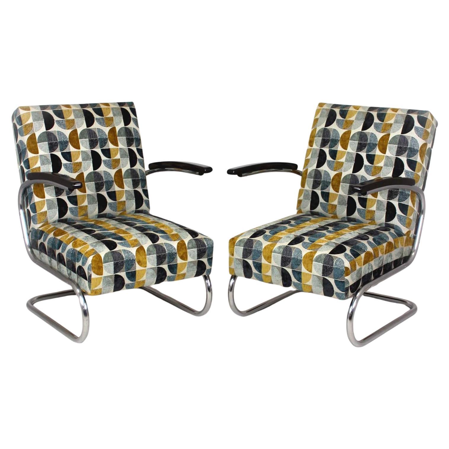 Restored Bauhaus Tubular Armchairs by W. H. Gispen for Mücke Melder, 1930s