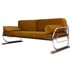 Restored Bauhaus Tubular Chrome Steel Sofa from Hynek Gottwald, 1930s