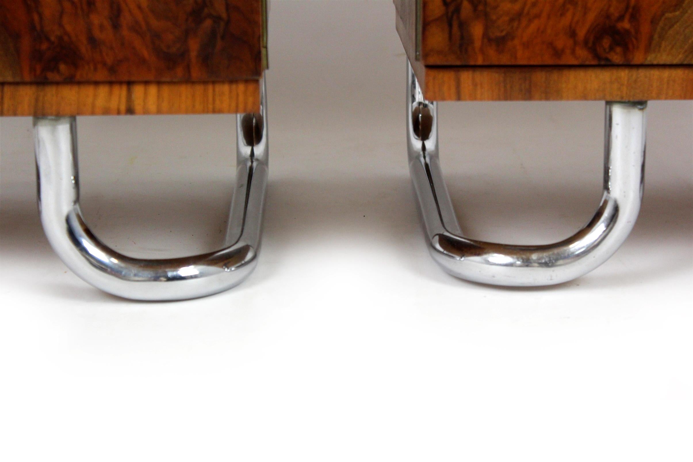 Restored Bauhaus Tubular Steel Nightstands by Hynek Gottwald, 1930s, Set of 2 7