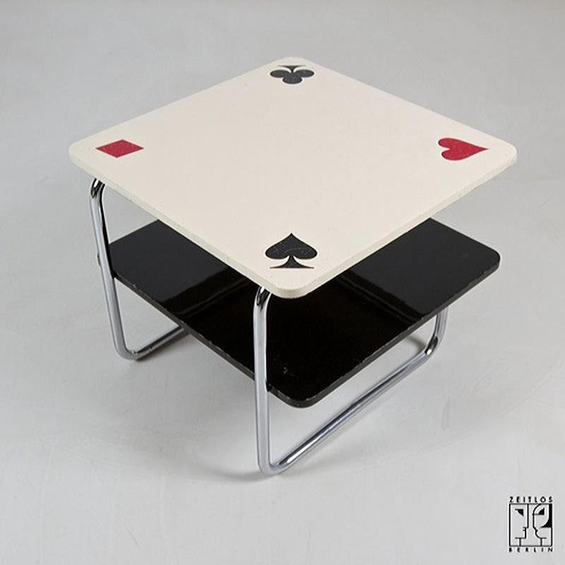 Czech Restored Bauhaus tubular steel playing card table model ST 33 by Rudolf Slezak For Sale