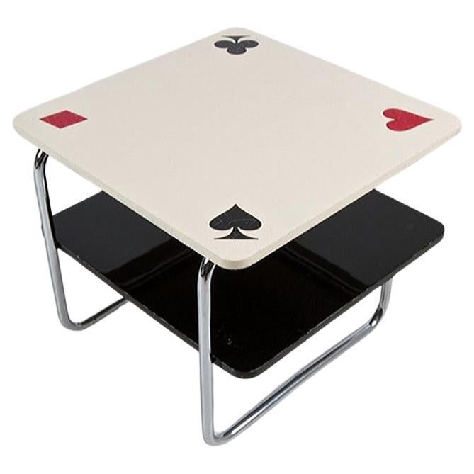 Restored Bauhaus tubular steel playing card table model ST 33 by Rudolf Slezak For Sale