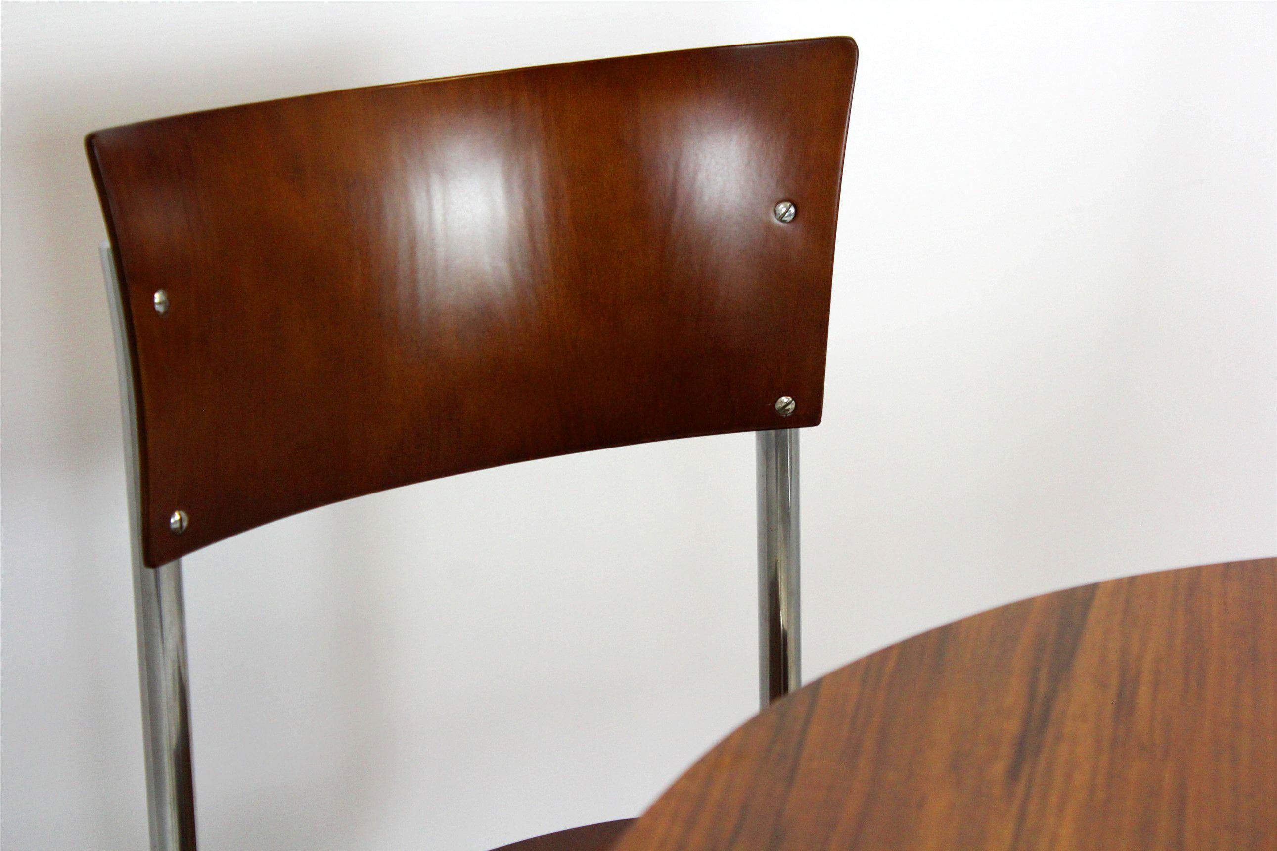 Restauriertes Bauhaus-Röhrenstahl-Set, runder Tisch und vier Stühle von Mart Stam, 19 im Angebot 7