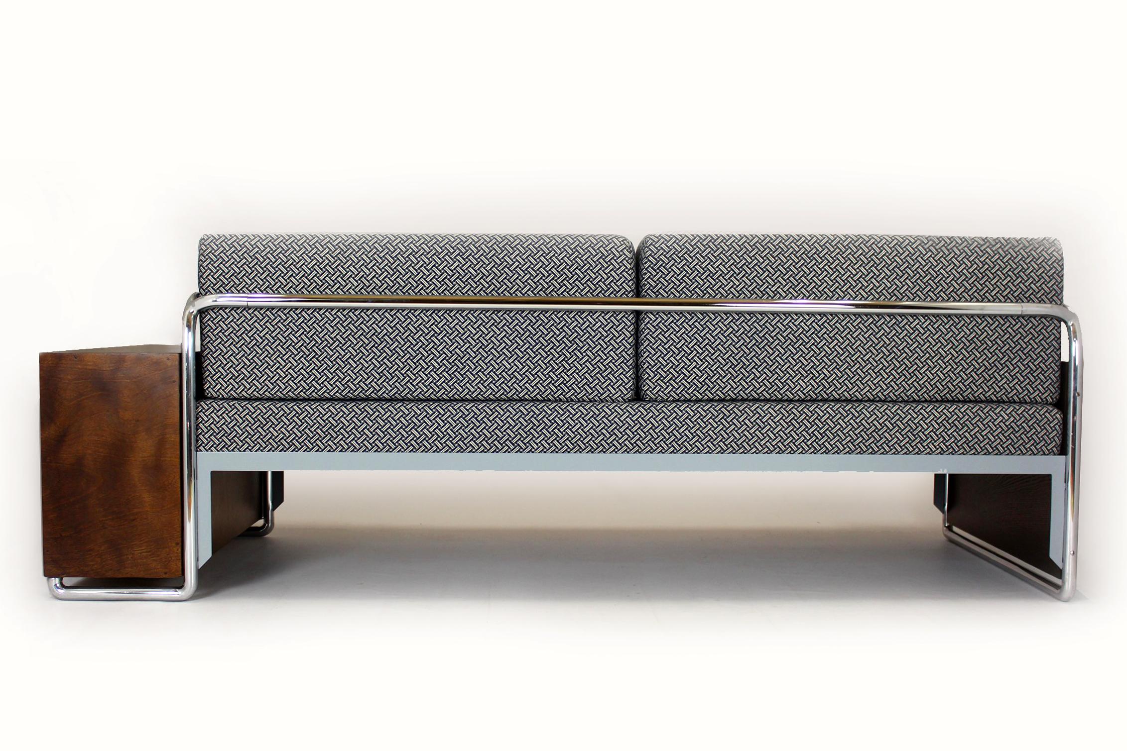 Restauriertes Bauhaus-Sofa aus Stahlrohr von Robert Slezak, 1930er Jahre im Angebot 11