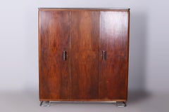 Restored Bauhaus Wardrobe, by Hynek Gottwald, Walnut, Chrome, Czech, 1930s