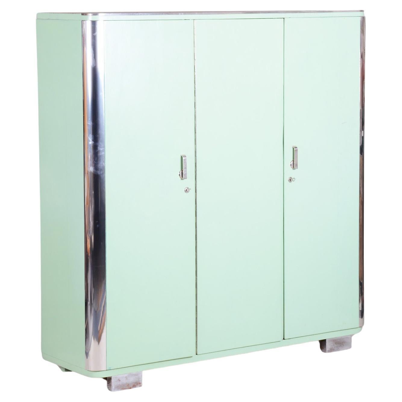 Restored Bauhaus Wardrobe, by Vichr a spol., Original Paint, Czech, 1930s