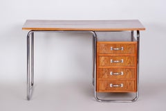 Scrivania Bauhaus restaurata, di Kovona, Oak, cromo, ceco, anni '50