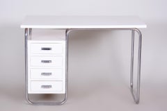 Restored Bauhaus Writing Desk, by R. Slezák, Chrome, Steel, Czech, 1930s