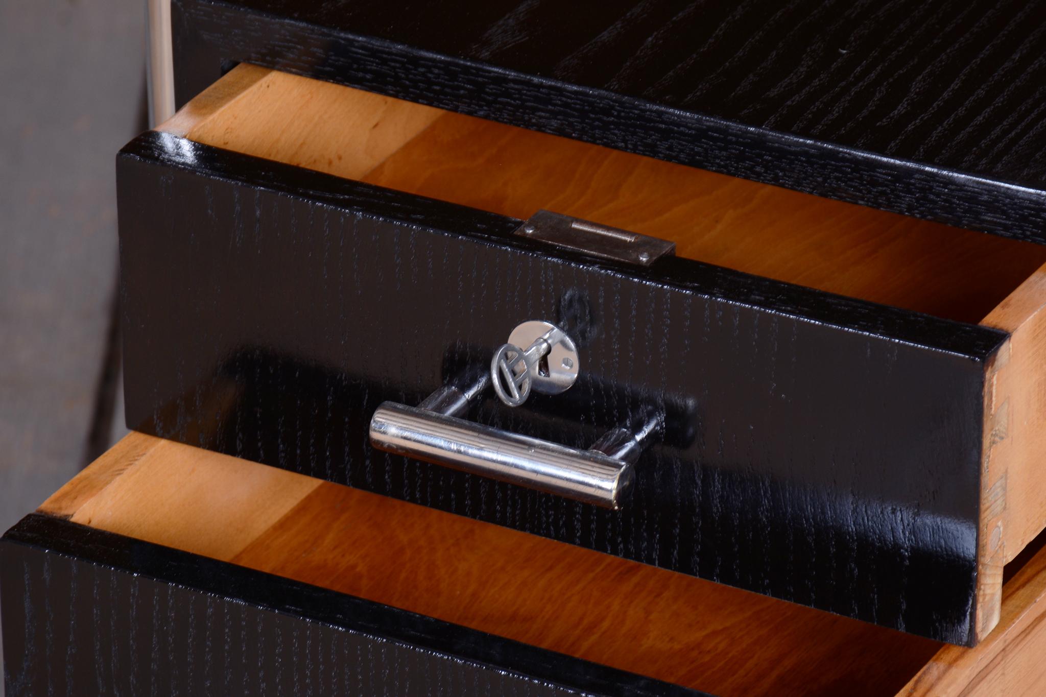 Restored Bauhaus Writing Desk, by Robert Slezák, Beech, Chrome, Czech, 1930s For Sale 3