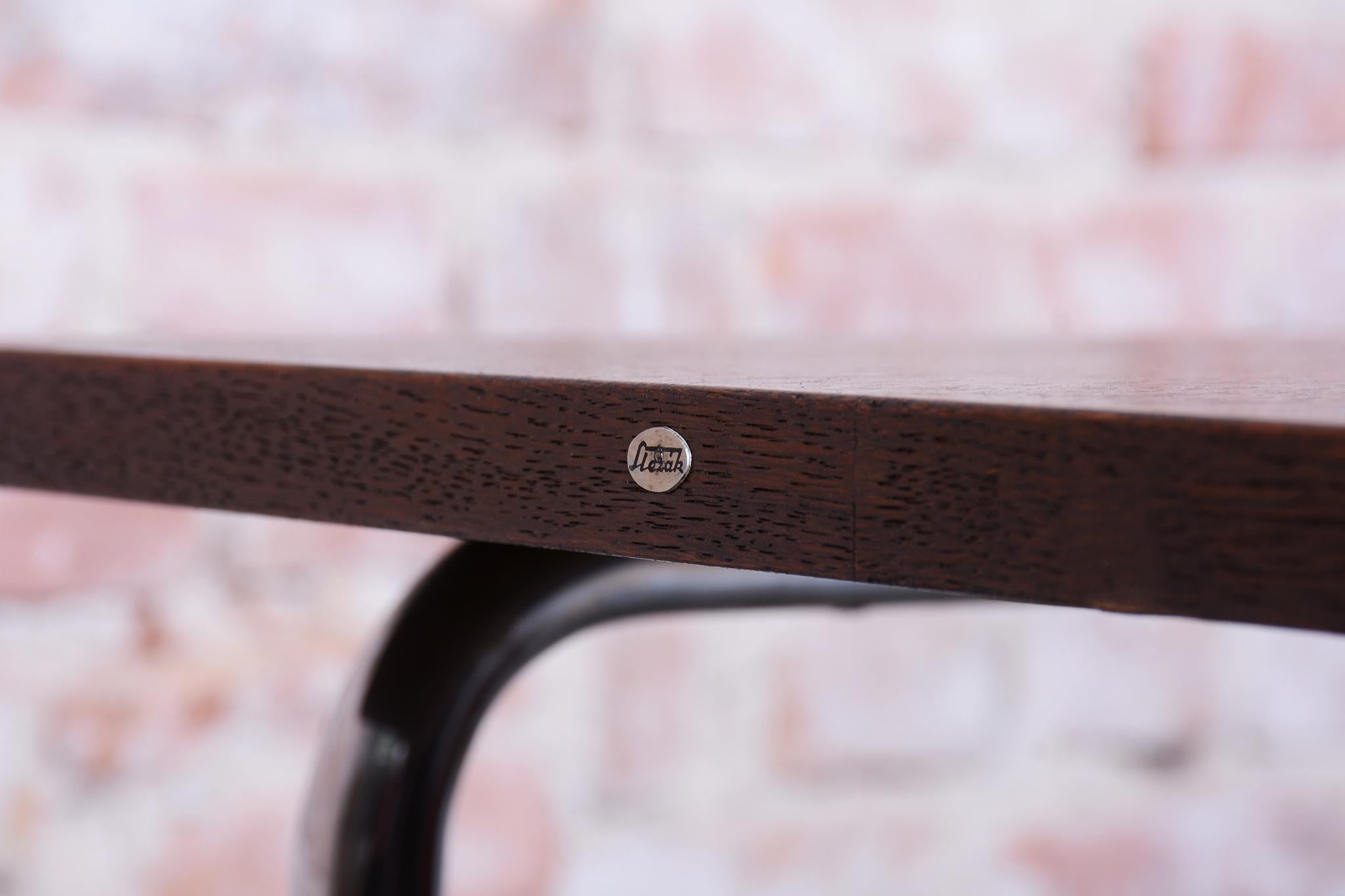 Restored Bauhaus Writing Desk, by Robert Slezák, Oak, Chrome, Czech, 1930s For Sale 5