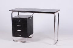 Bureau Bauhaus restauré, par Robert Slezák, Oak Oak, Chrome, Czech, 1930s