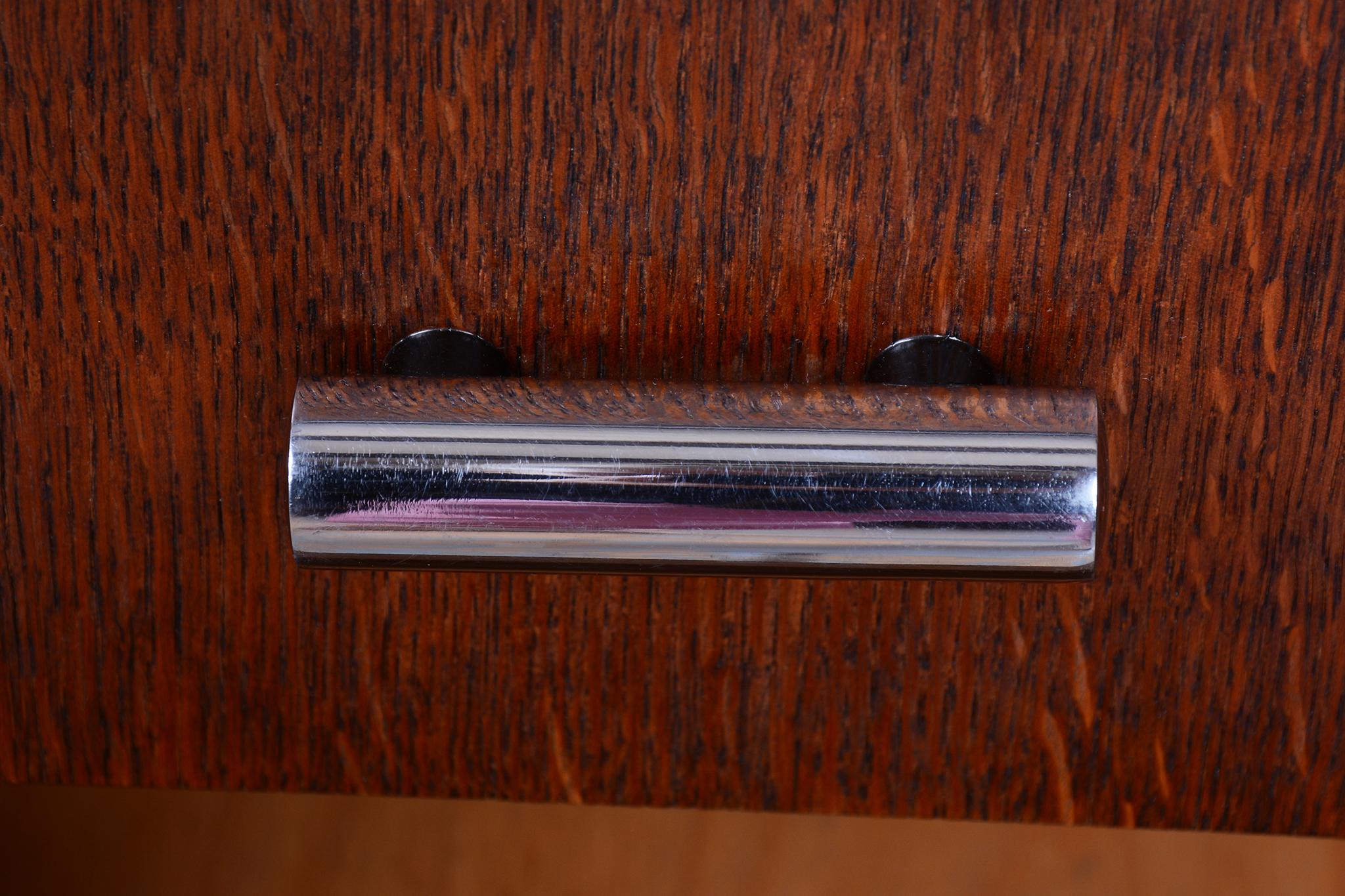 Restored Bauhaus Writing Desk, by Robert Slezák, Oak, Chrome, Czech, 1930s For Sale 2